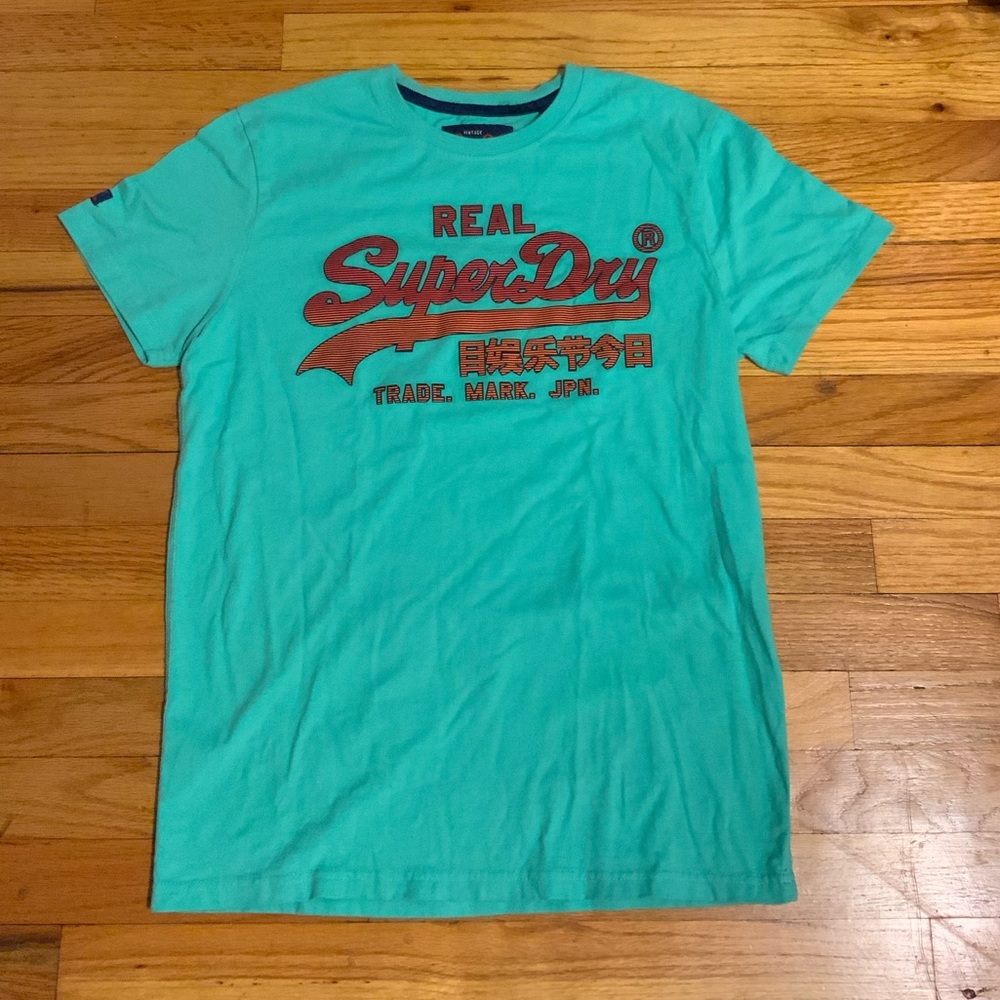 SuperDry turquoise tee with logo Large, super soft